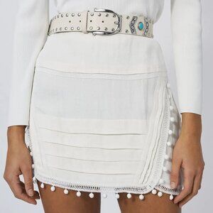 IRO Paris Vadot Studded Embellished Leather Belt White Size 70 NWT